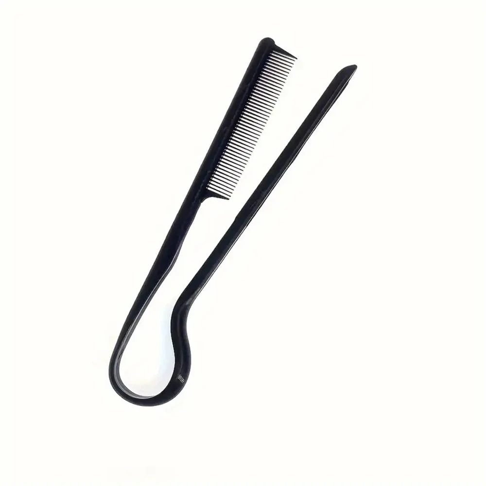 1pcs 이발 스트레이트 닝 V 모양 블랙 컬러 빗 홈 헤어 스트레이트 닝 빗 클립 타입 헤어 드레싱 헤어 스트레이트 닝