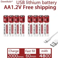 AA fast rechargeable lithium-ion battery, 1.2V battery, 4800mAh, used for remote controls, mice, small fans, electric toys 2