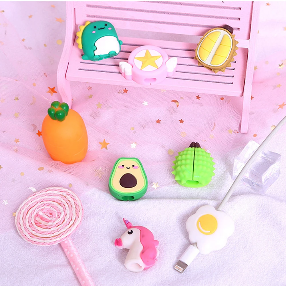 Cute Cartoon Cable Protector Bites Wire Organizer Winder Saver For USB Charging Cable Data Line Earphones Cord Protector Cover 5