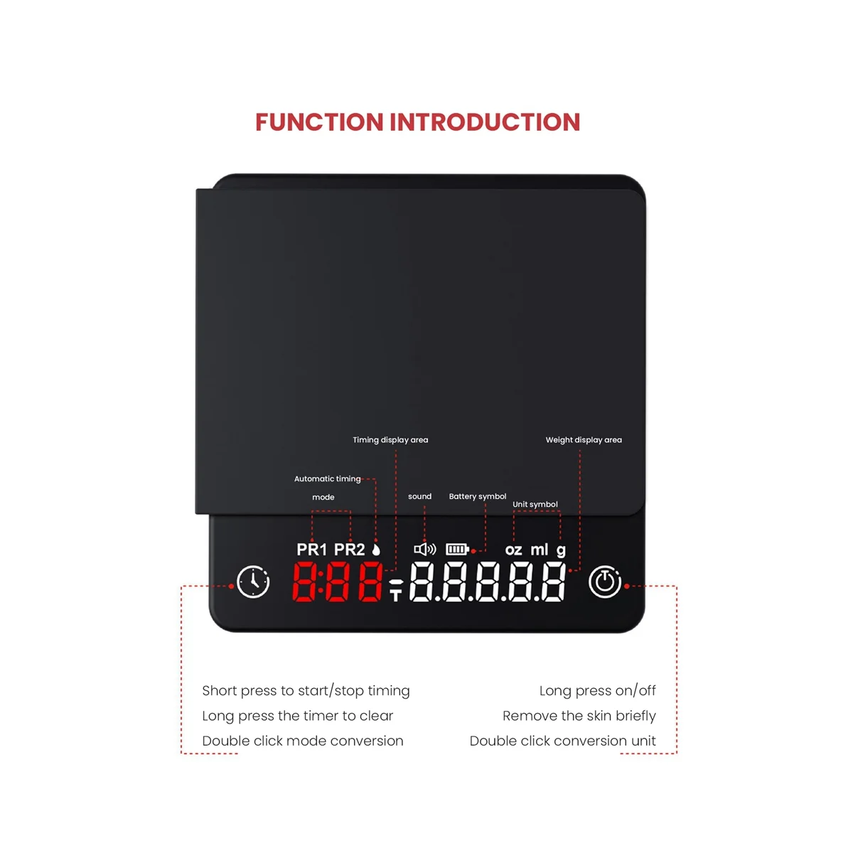 

Mini Smart Kitchen Scale Weighing Precision Digital Coffee Scale Espresso with Timer