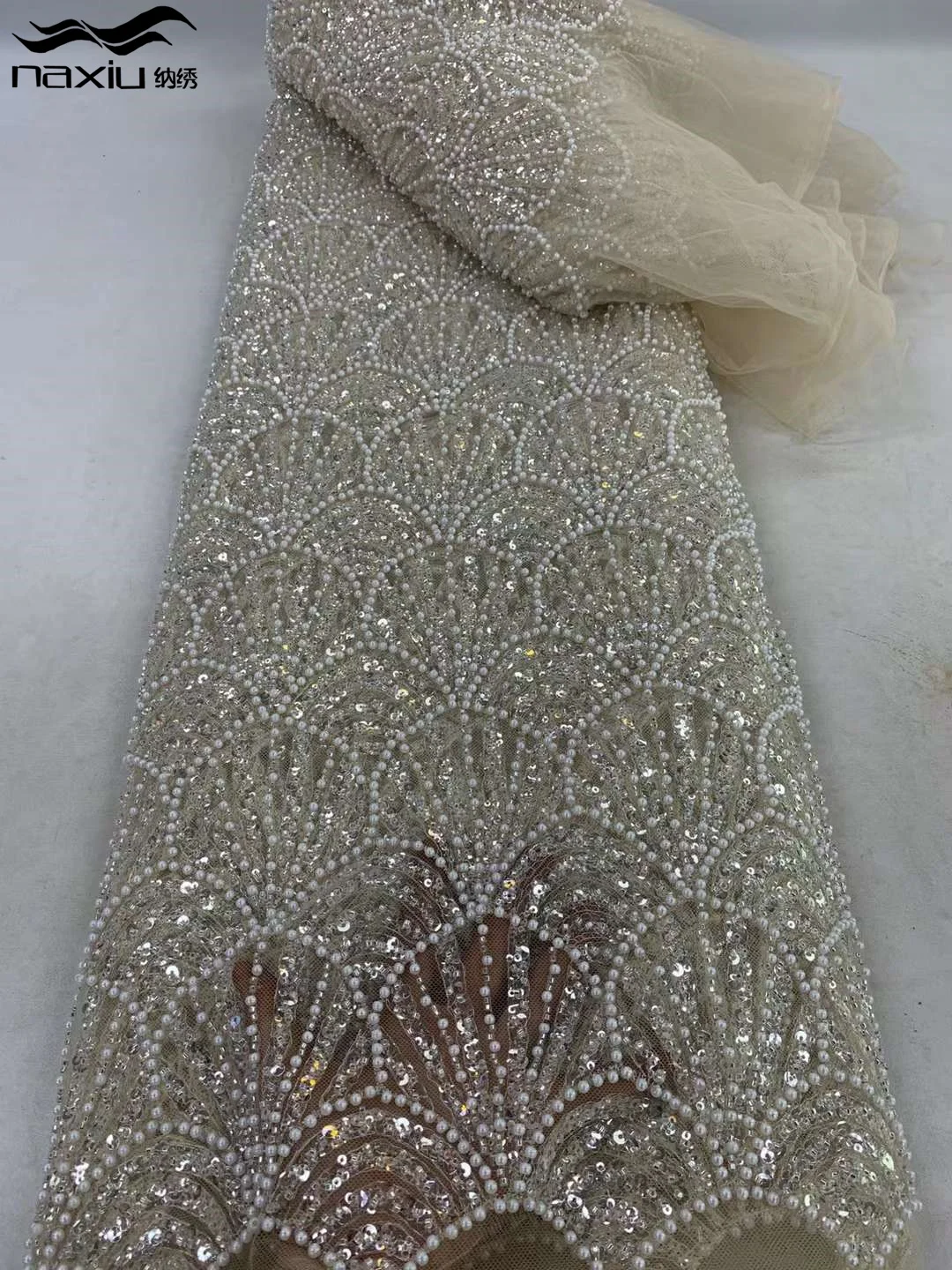 

Плотная африканская кружевная ткань Madison, нигерийская ткань для жениха с блестками, свадебное платье, высокое качество, 5 ярдов, 2024