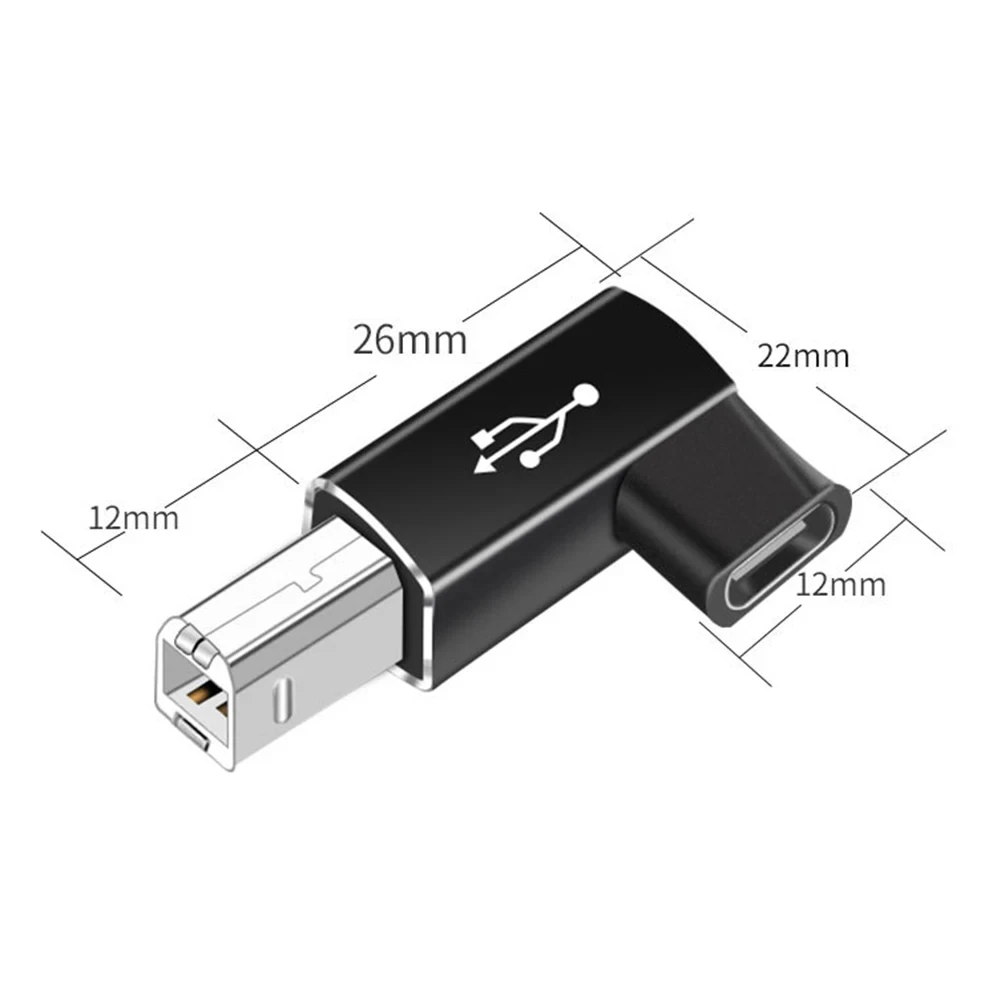 USB B Male to USB-C Female Adapter for Printer and MIDI Devices