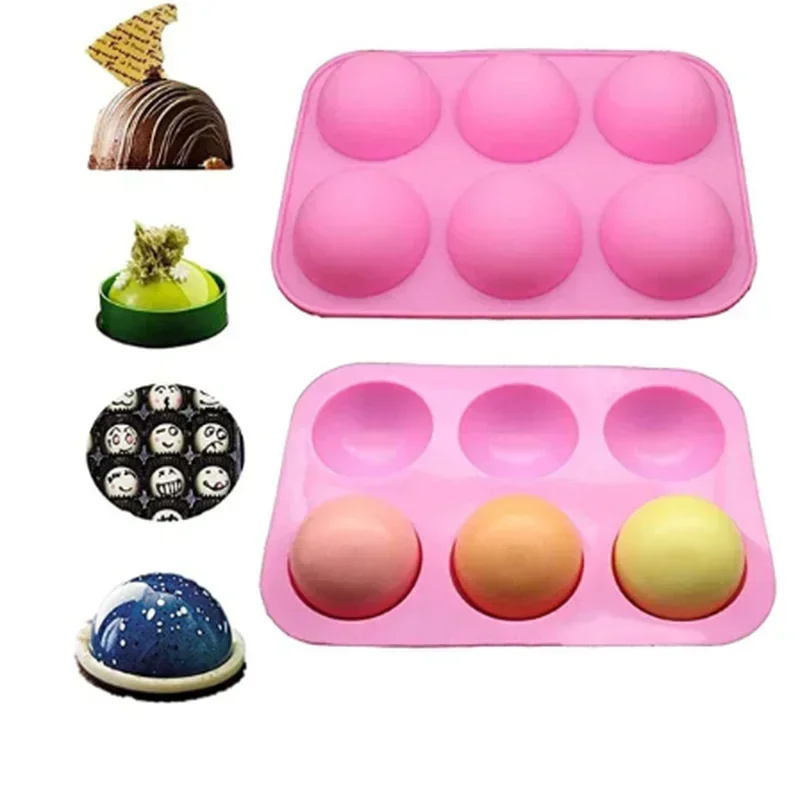 Kitchen Silicone Baking Molds 6 Holes Half Ball Sphere Chocolate Silicone Mold Round Semi Sphere Cake For Dessert DIY Jelly Tool