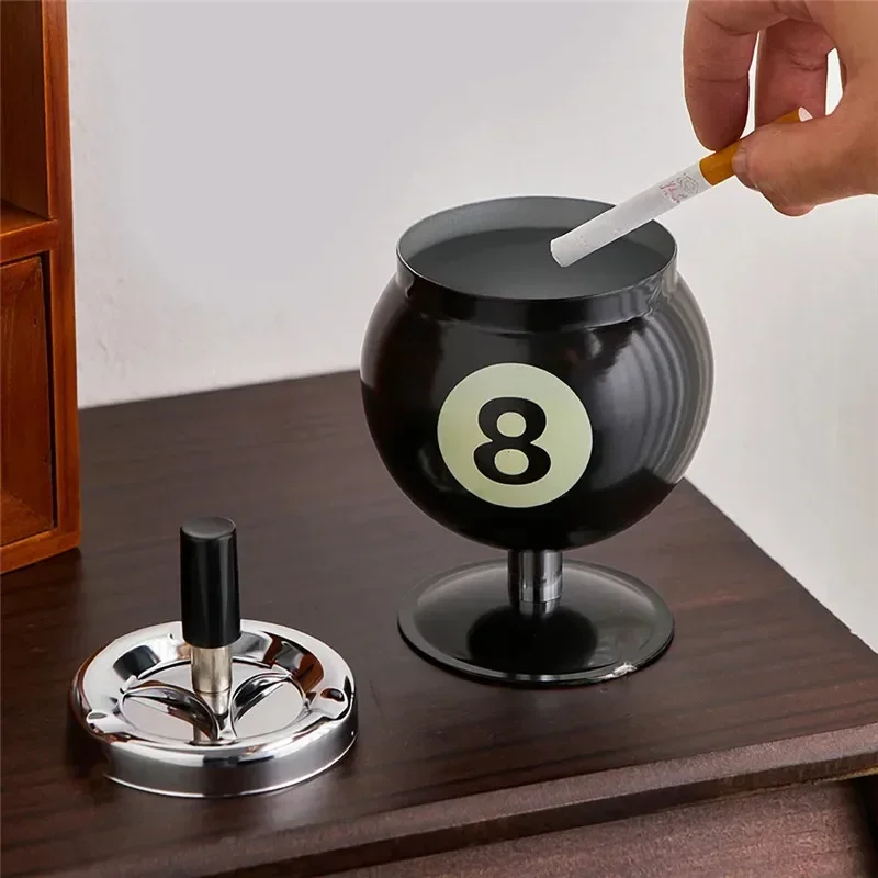 Creative Push Down Cigarette Ashtray Billiards Ball Ashtray Metal Smoking Ash Tray for Indoor or Outdoor Use metal ashtray