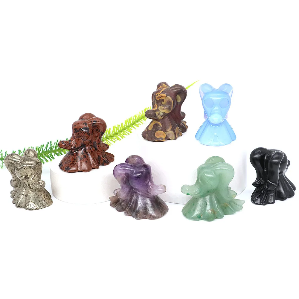 1.6 "Halloween Home Decoration Ghost Specter Dog Statue Natural Crystal Quartz Stone Nightmare Before Christmas Child Gifts