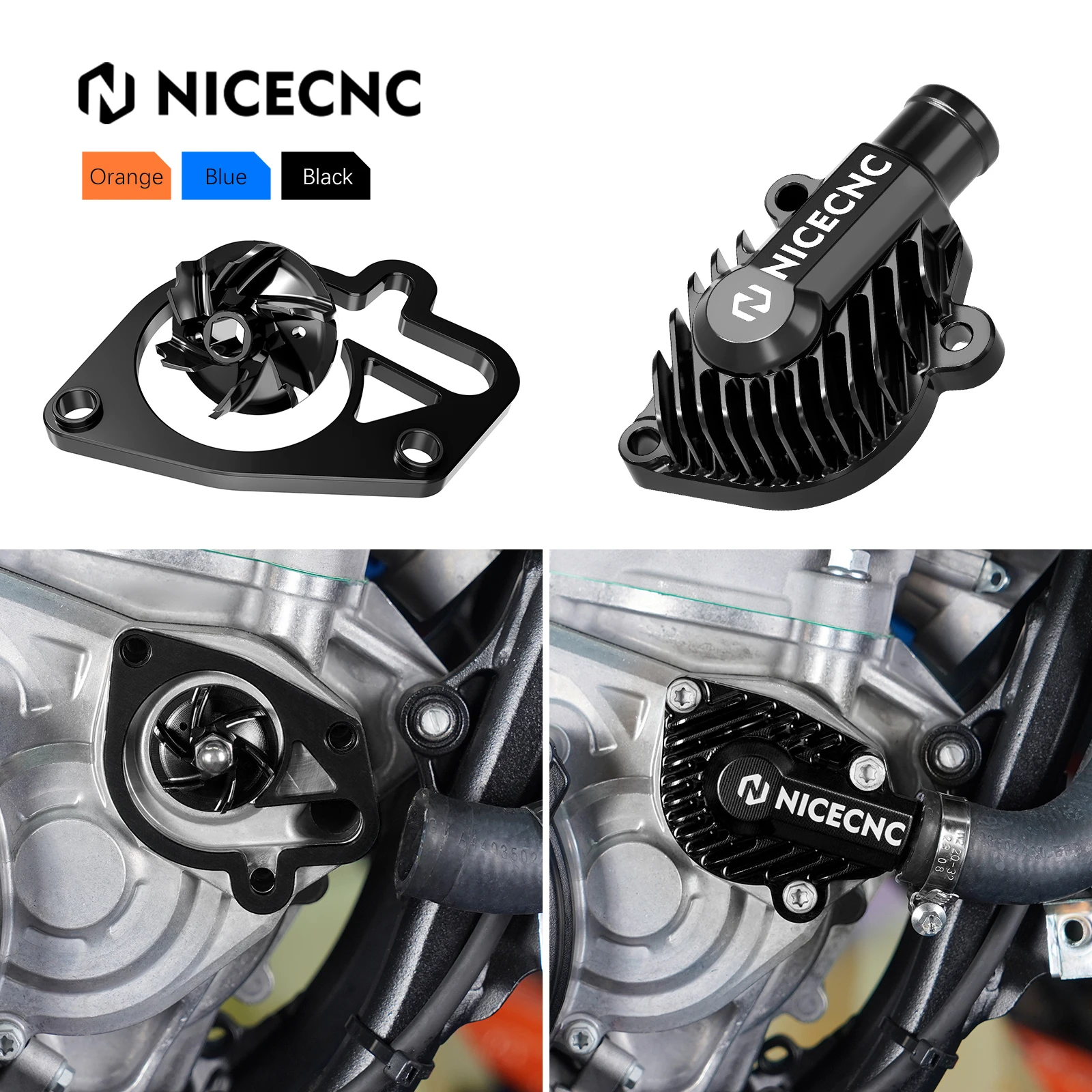 Pompa Dell'Acqua Oversize Ventola Di Raffreddamento Distanziatore E Kit Coperchio Pompa Acqua Per Ktm 125-500 Exc Xcw 2024 125 250 300 Xc Sx 2023-2024