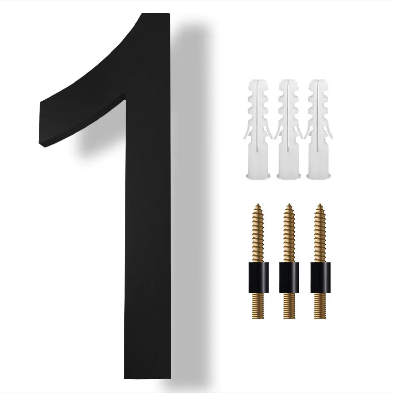 Floating Large House Numbers para Outside Black Address Numbers Decor Visibilidade Signage com Nail Kits Modern 8