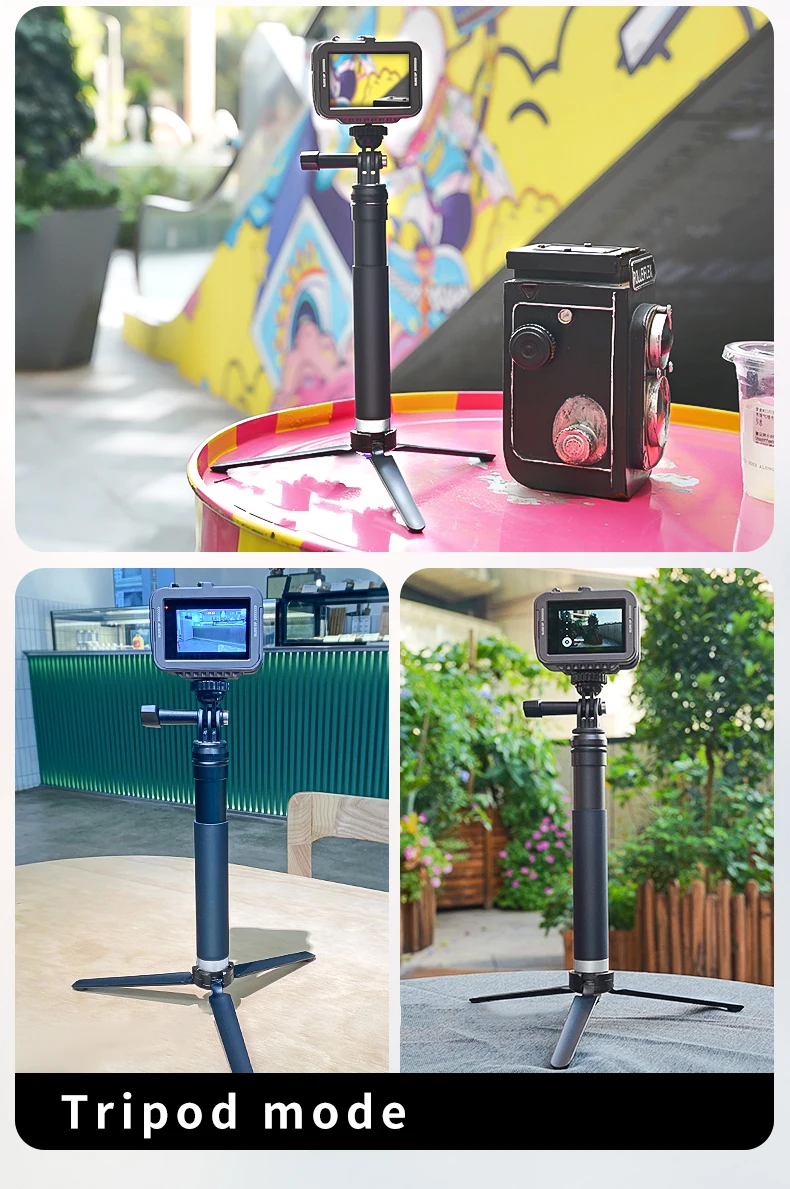 For GoPro Selfie Stick 360° Rotation Foldable Tripod Phone Holder Aluminum Alloy