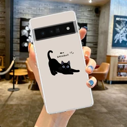 Clear Phone Case with Funny Black Cat Design - Soft TPU Cover - Pixel 9A (A3)