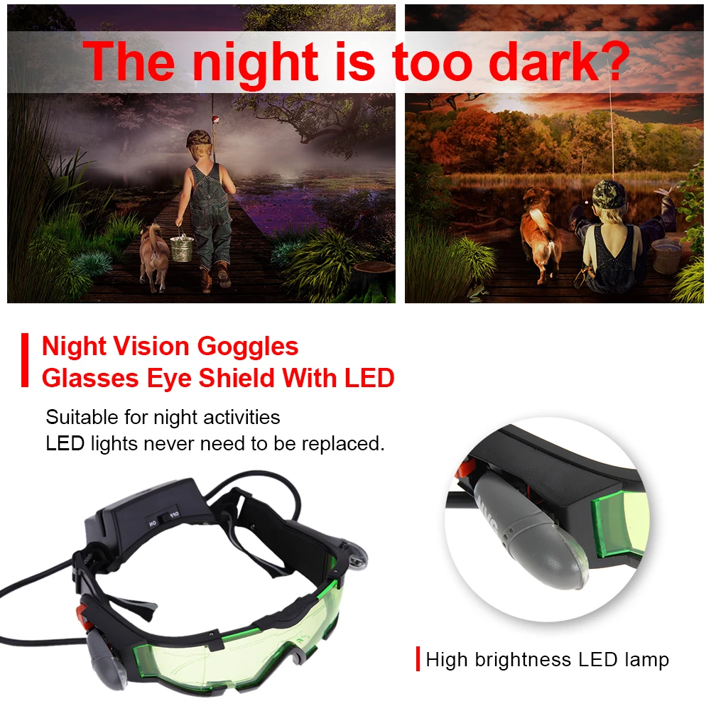 Night Vision Goggles Night Mission Goggles Multi-Function Camping Gear Gadgets Light Up Green for Kids Boys Girls