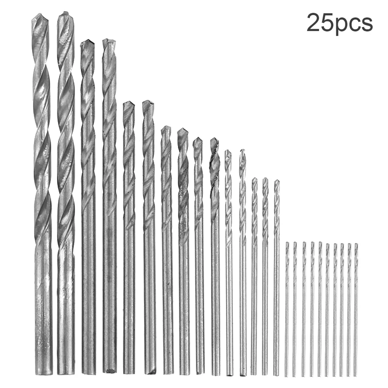 25pcs/set High Speed Metric HSS Twist Drill Bits Coated Set 0.5MM 3.0MM Stainless Steel Small Cutting Resistance for Hole Punch