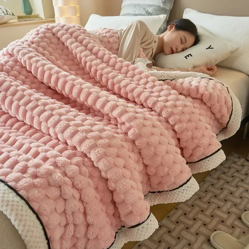 

Warm Plush Blankets for Beds Super Soft Plaid Blanket On the Bed Sofa Throw Blanket Office Nap Comforter Bedspread Queen Quilt