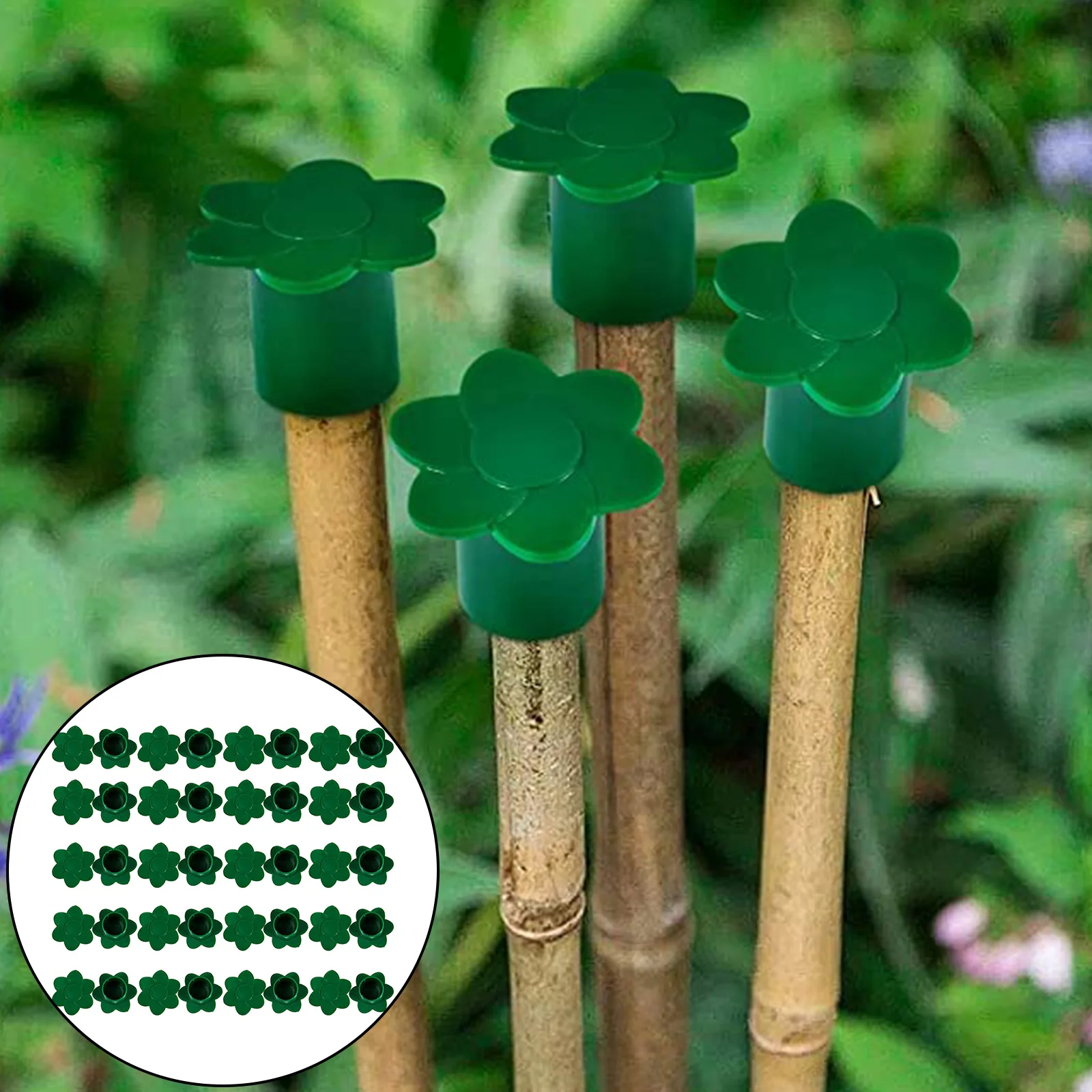 

48Pcs Garden Cane Caps Bamboo Rubber Cane Topper Protectors Safety Corner Covers For Garden Farm Bamboo Plant Support Stick