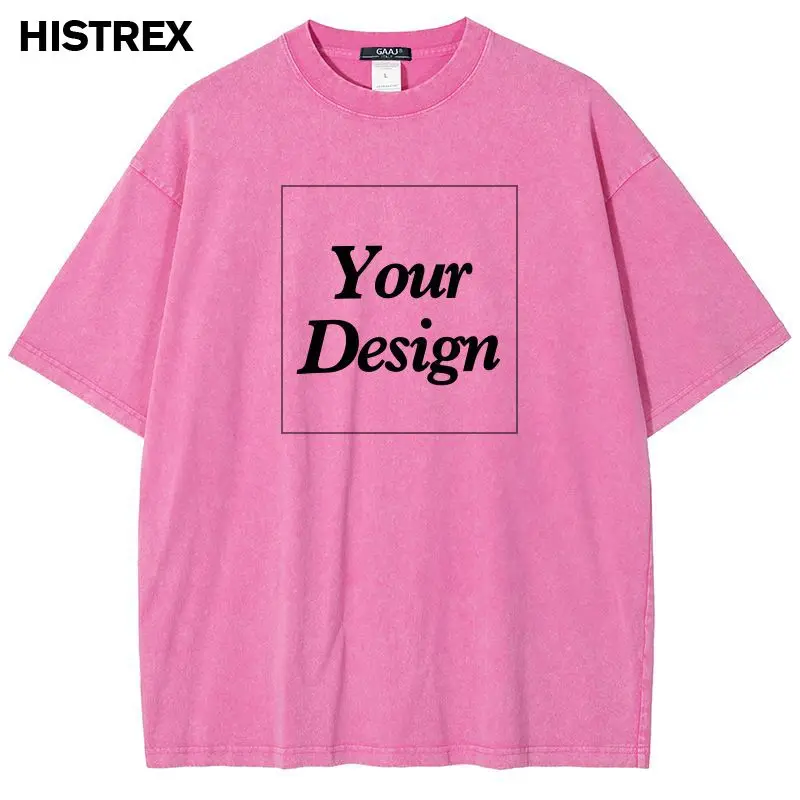 Özel Baskı 100% Yıkanmış Pamuk Tişört Kendi Tasarımınız Marka Yazı Retro Moda Hip Hop Erkek Kadın Oversize Y2K Sokak Giyimi Kaliteli Kıyafet Hediyeler 240g 6.9oz - GAAJ Markası