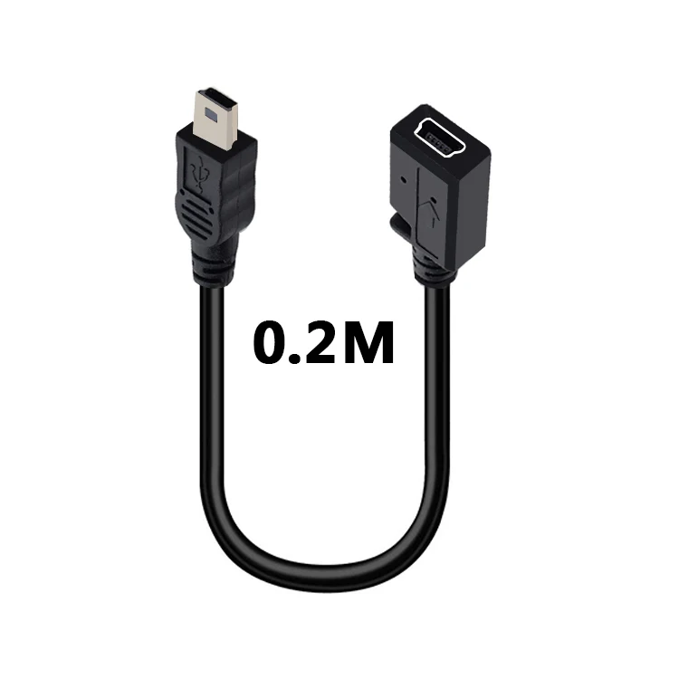 Compact Right Angle Mini USB Extension Cable – 25cm 5-Pin Male to Female Adapter