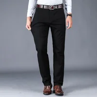 Pantalon décontracté 2024 coton pour hommes, classique, droit, ample, taille haute, élastique, vêtements de marque, nouvelle collection 98% 5