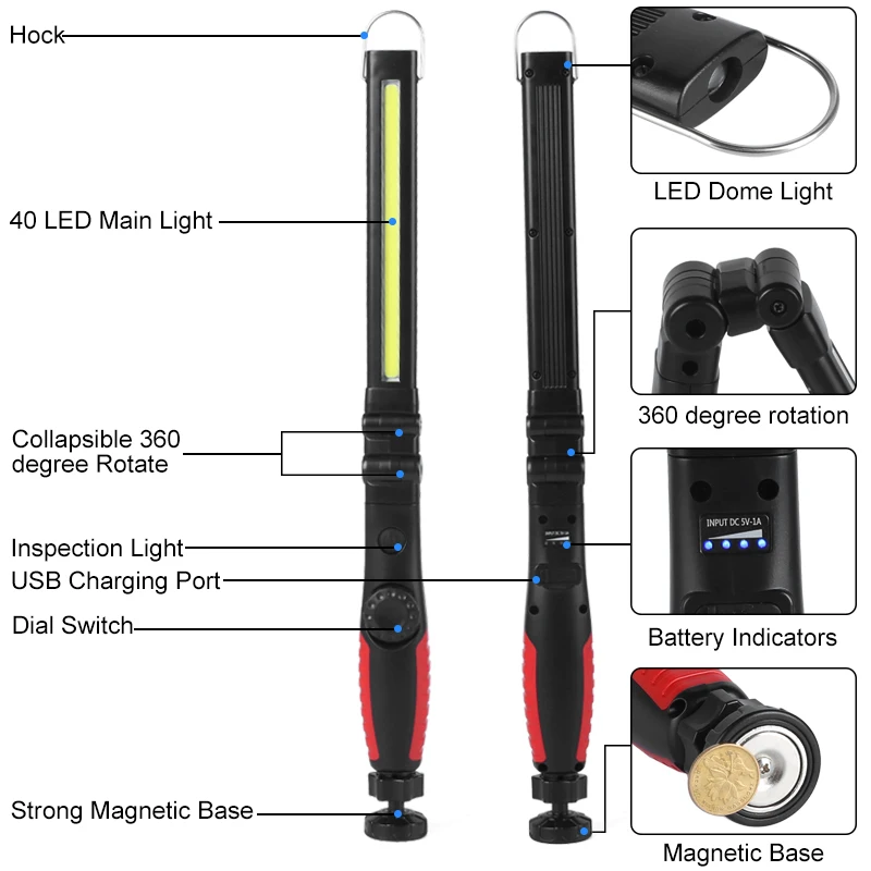 Lampe d'inspection / torche LED rechargeable Diall