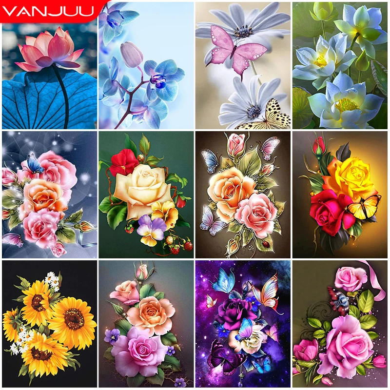 5D Diamond Mosaic Flower Pattern DIY Diamond Painting Rose Decoration Cross Stitch Decoration Birthday Gift