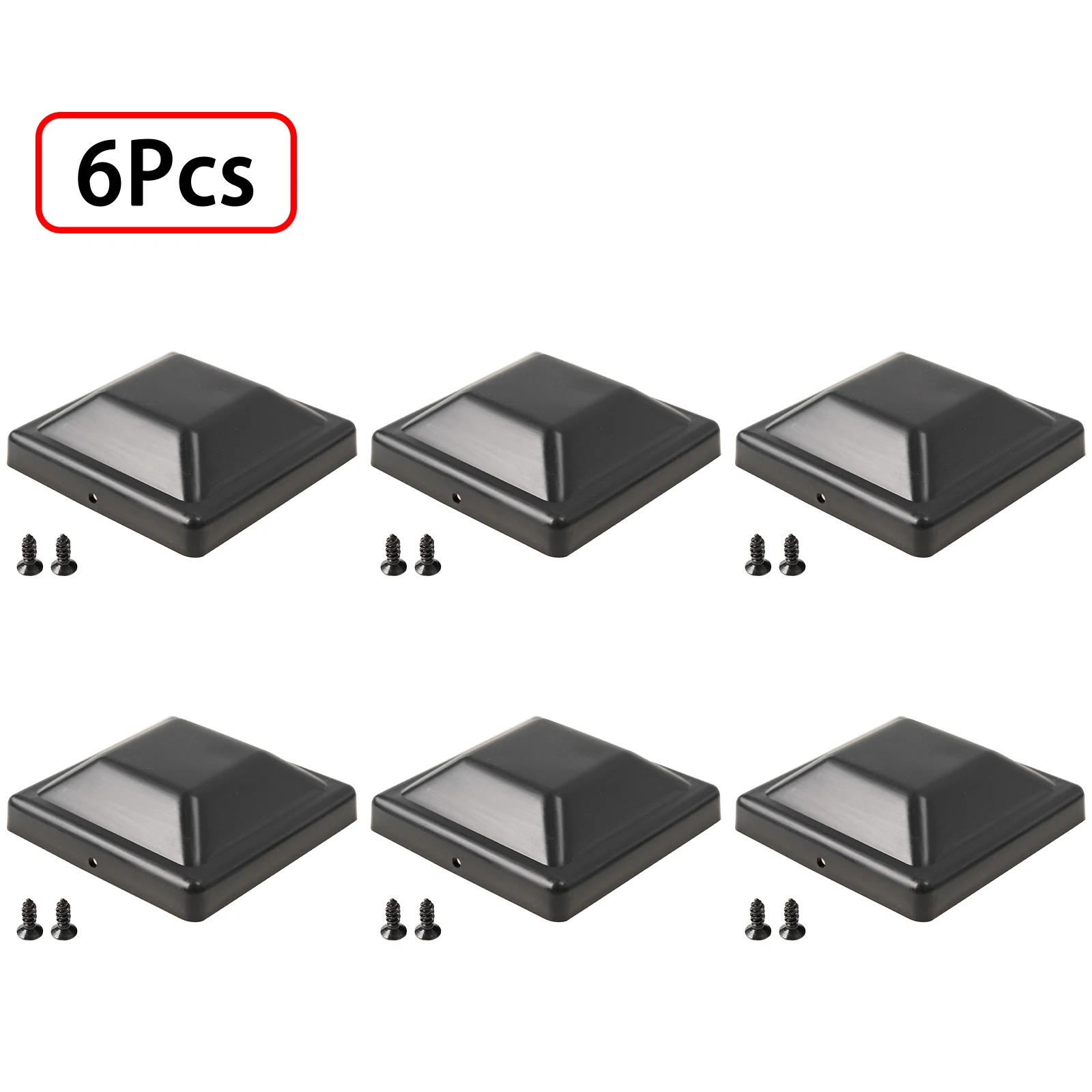 6PcsFencePostCapsProtectionHardPlasticBlack4InchFencePost