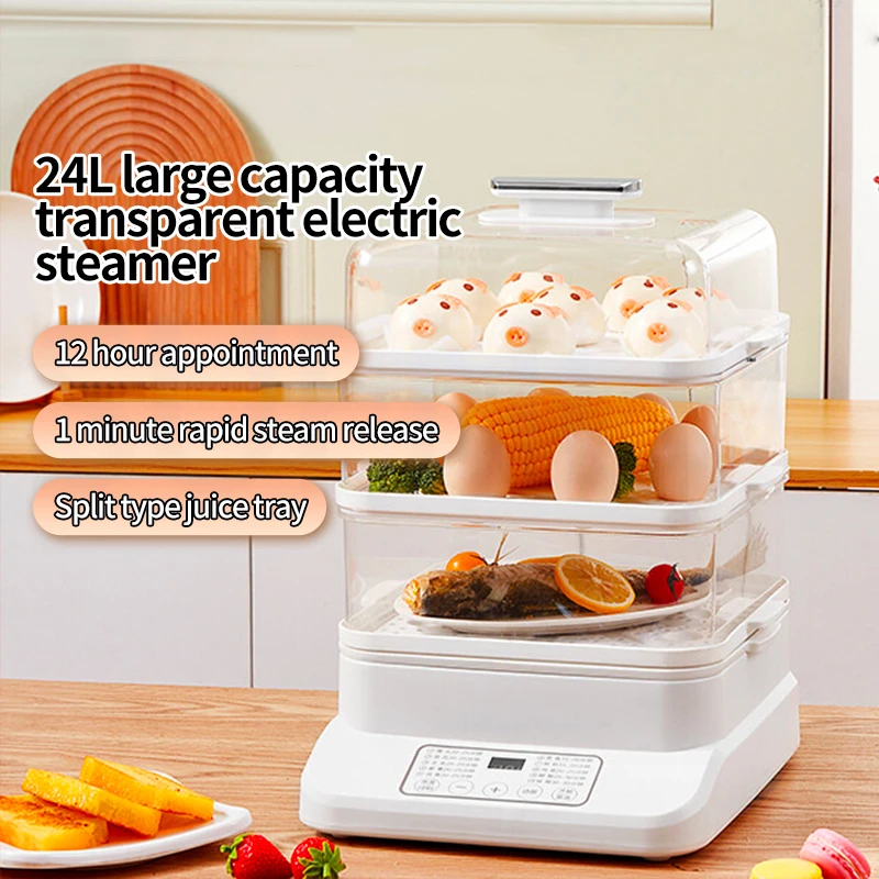Electric Steamer Household Integrated Multifunctional Steamer With Large Capacity And Timed Three Layer Steam Pot Electric Steam 2