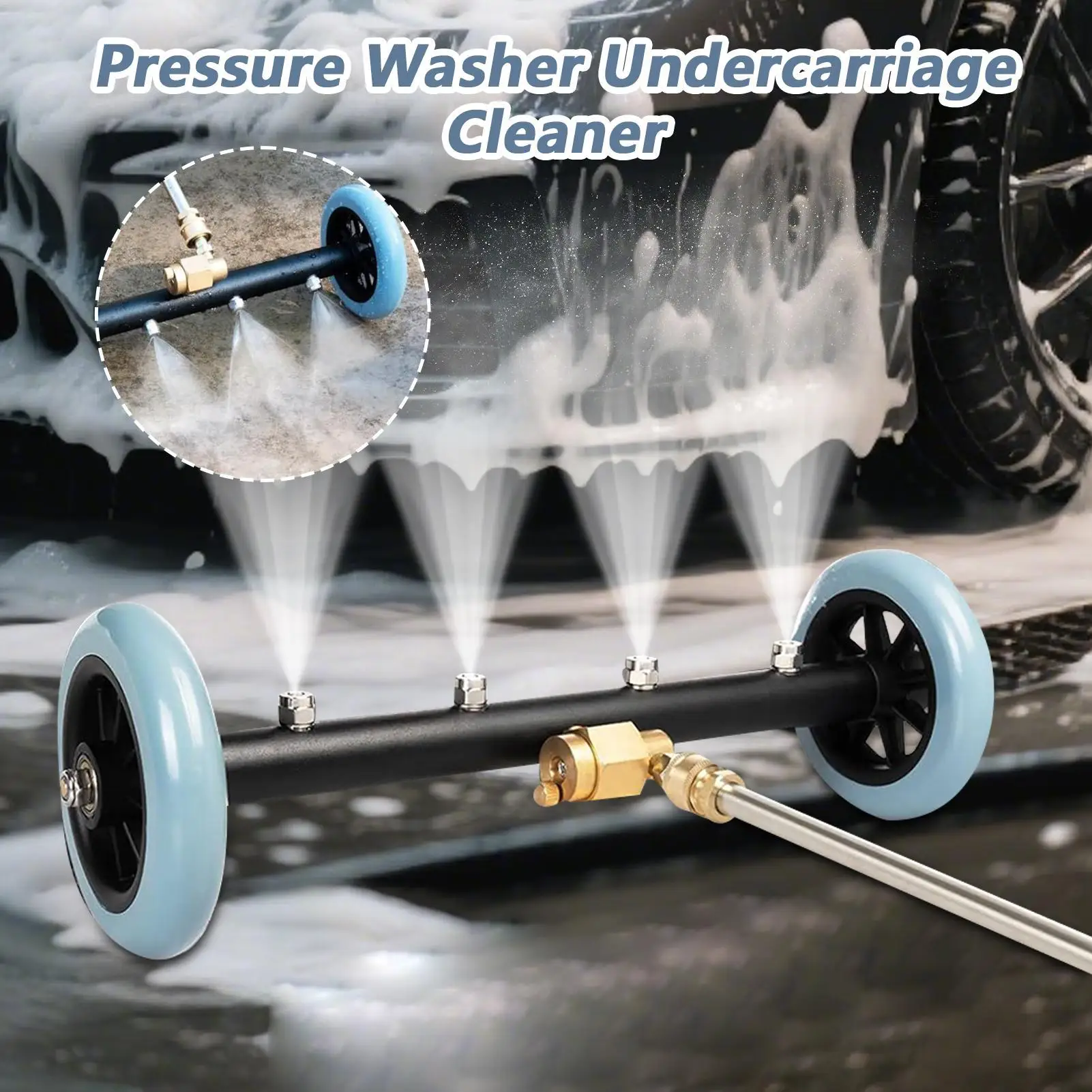 4000PSI 자동차 섀시 고압 세척기 16인치 차량 하부 세척기 (2개 연장봉 및 60도 각도봉 포함)