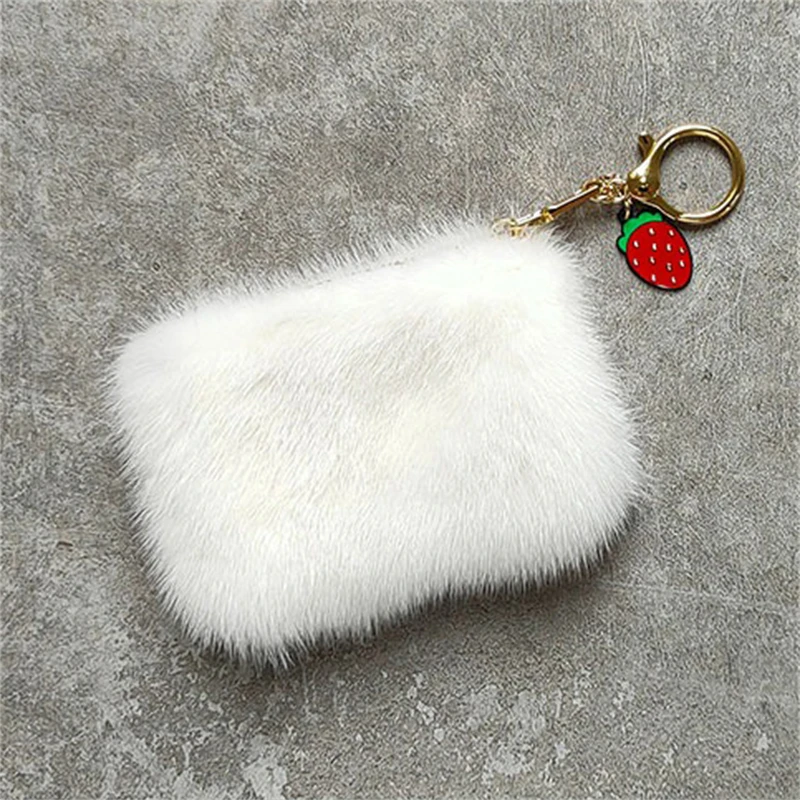 Mini Luxury Fur Purse Ladies High-end Mink Fur New Coin Purse Solid Color Design Cute Simple Fur Card Bag