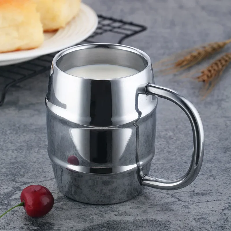 

Stainless Steel Beer Mug Portable Double Wall Travel Coffee Milk Mixing Cup with Handle Creative Thermal Drinkware Tableware