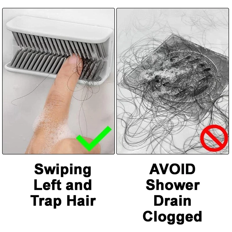 Hair Catcher Hair Grabber Grabs/Traps Shed Shower Wall-Mounted Protects Shower Drain No Slimy Drain