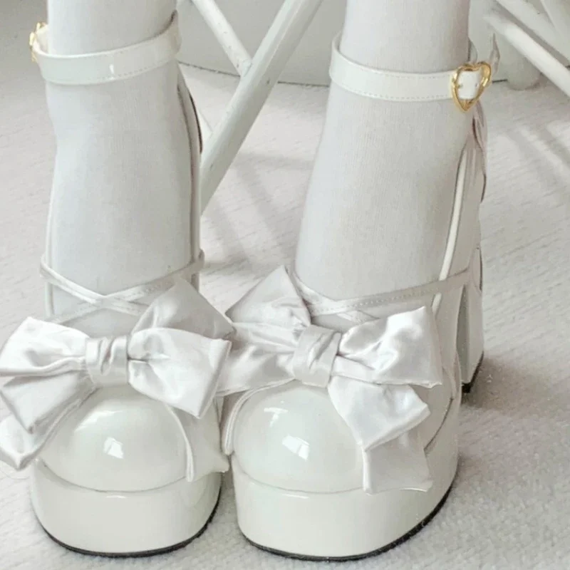 

Y2K Korean Elegant White Heels Lolita Mary Jane Shoes Aesthetic Gothic Japanese Kawaii High Heel Platform Women Cute Heeled Shoe