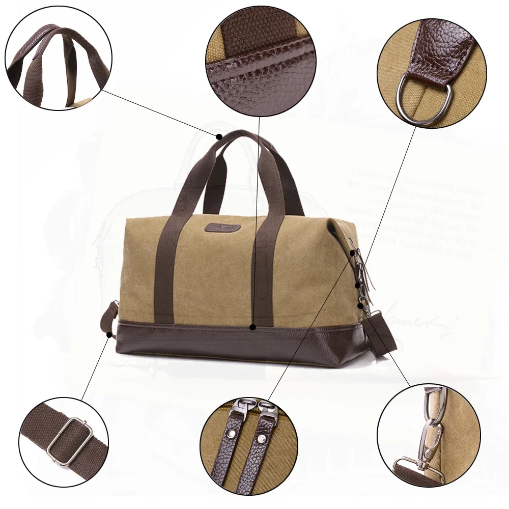MARKROYAL High Capacity Canvas Travel Bags Men Outdoor Luggage Bag One Shoulder Portable Diagonal Package Weekend