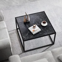 Black Coffee Table Small Square Coffee Table Simple Modern Center Table for Living Room Home Office 27.6 * 27.6 * 15.7Inch Easy 2