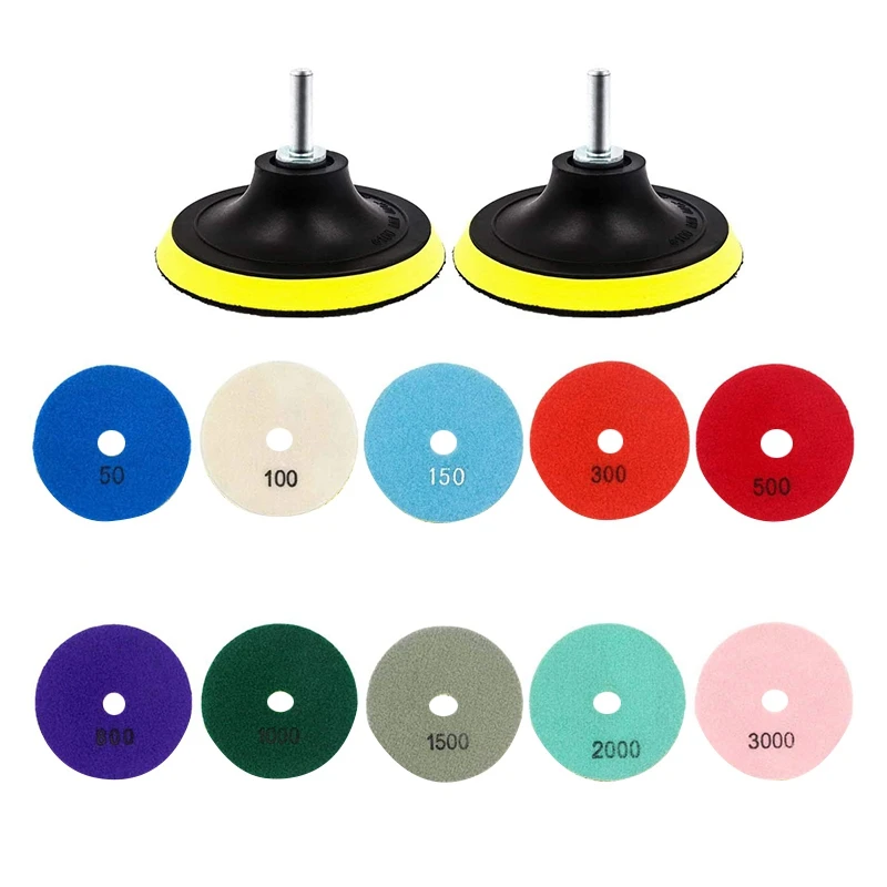 12Pcs 3 inch Diamond Polishing Pads Set Wet/Dry Polishing Kit for