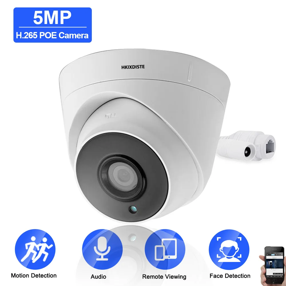 

5MP POE IP Security Camera Indoor Home Ceiling Dome Monitoring Camera System Audio Record Night Vision CCTV Surveillance Cam 2K