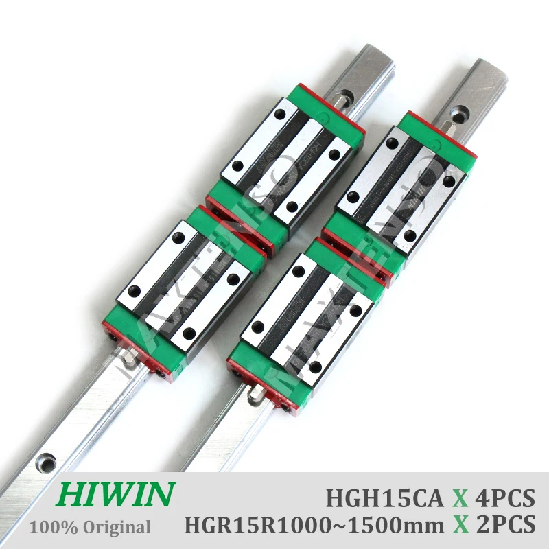 HIWIN HGR15 Linear Rail Guide 15mm 2pc HGH15CA Rail Block Slider Milling Router 
