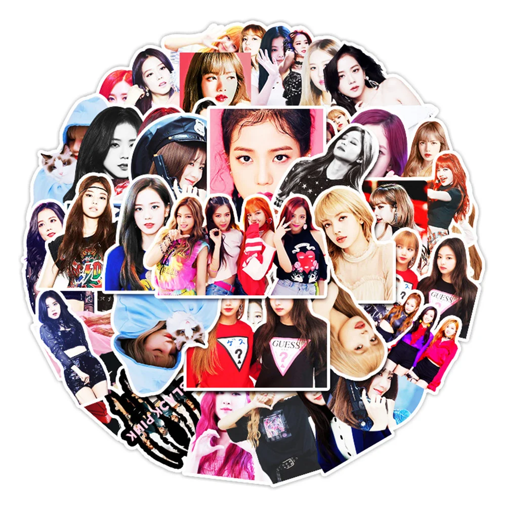 

10/30/50PCS New Black Pink Pop Korean Girl Group Sticker For Luggage Laptop iPad Skateboard Guitar Phone Case Sticker Wholesale