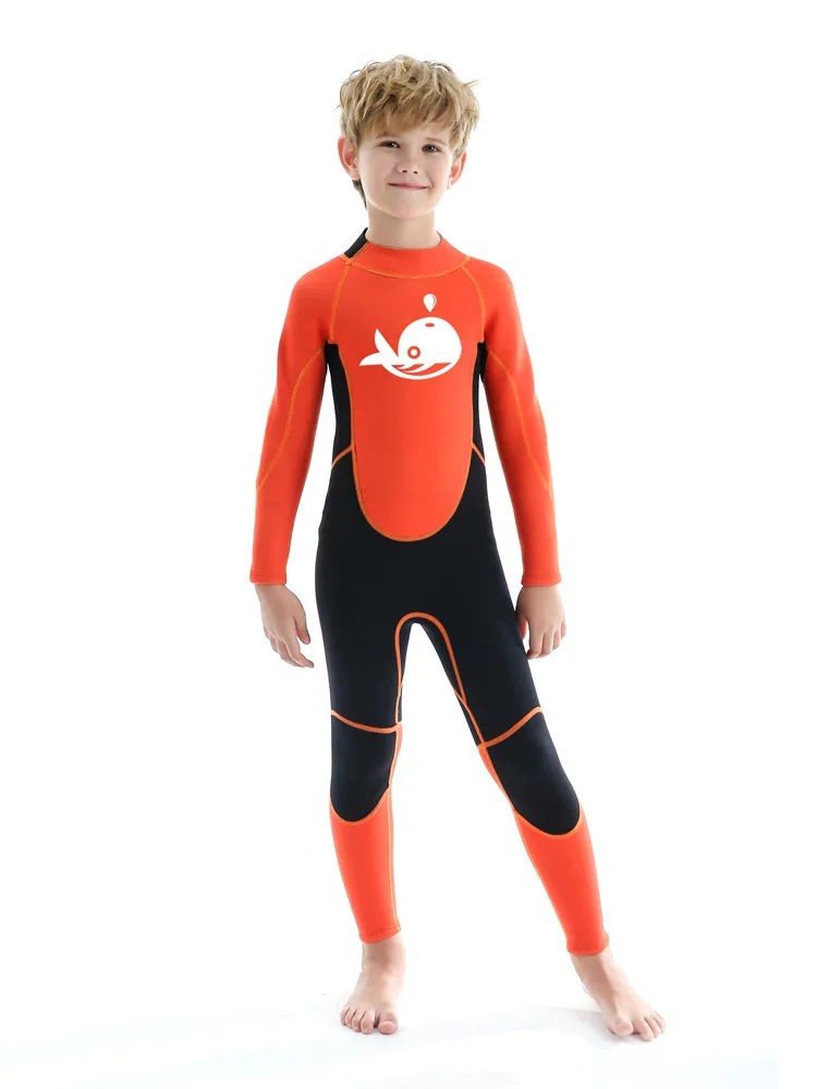 

2.5MM Neoprene Wetsuits Kids Swimwears Diving Suits Long Sleeves Girls Boys Surfing Children Rash Guards Snorkel One Pieces