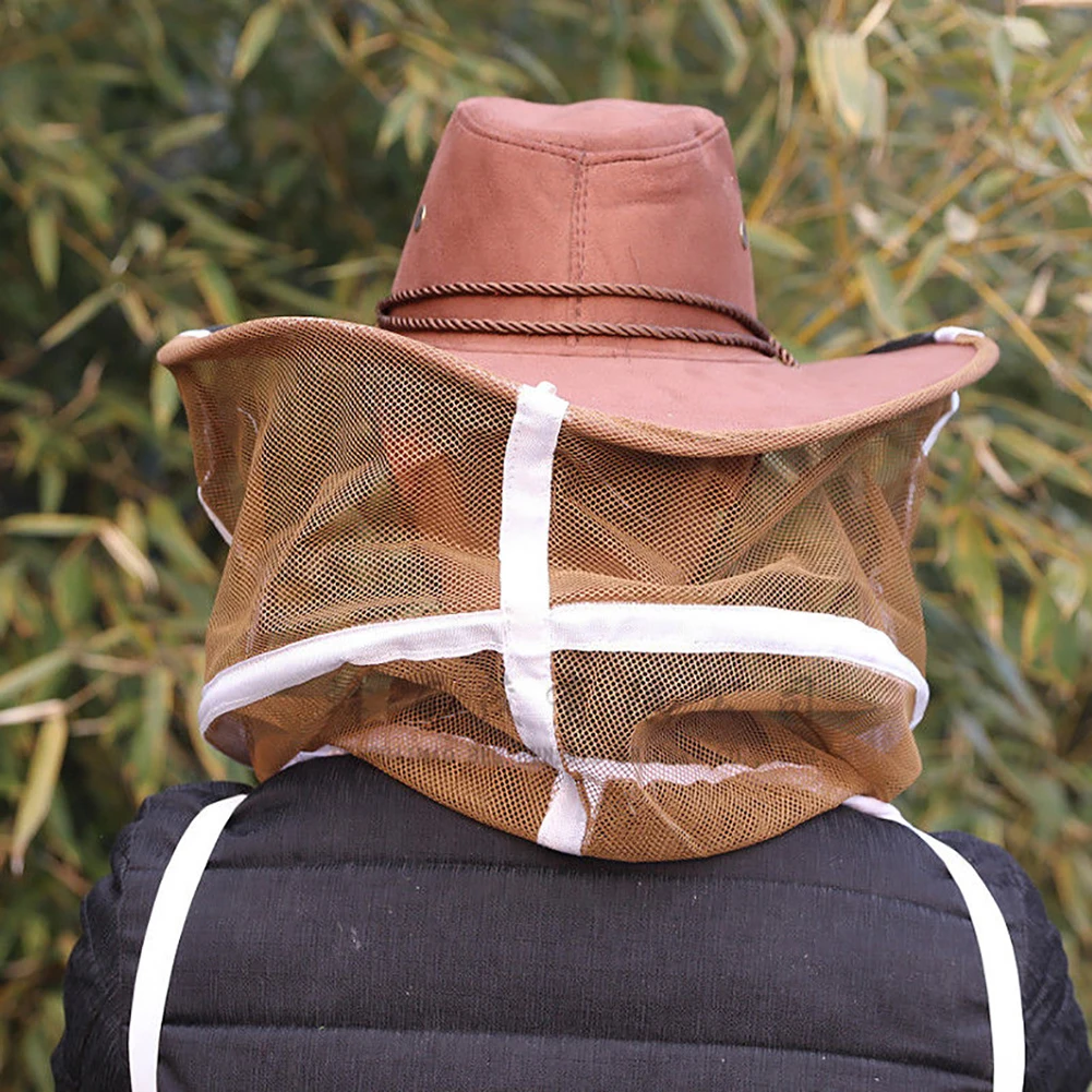 Beekeeping hat Anti Bee Beekeeping Hat Professional Mosquito Bug Insect Outdoor Protector Bee Resistance Net Mesh Head Face Cap Cowboy Cap
