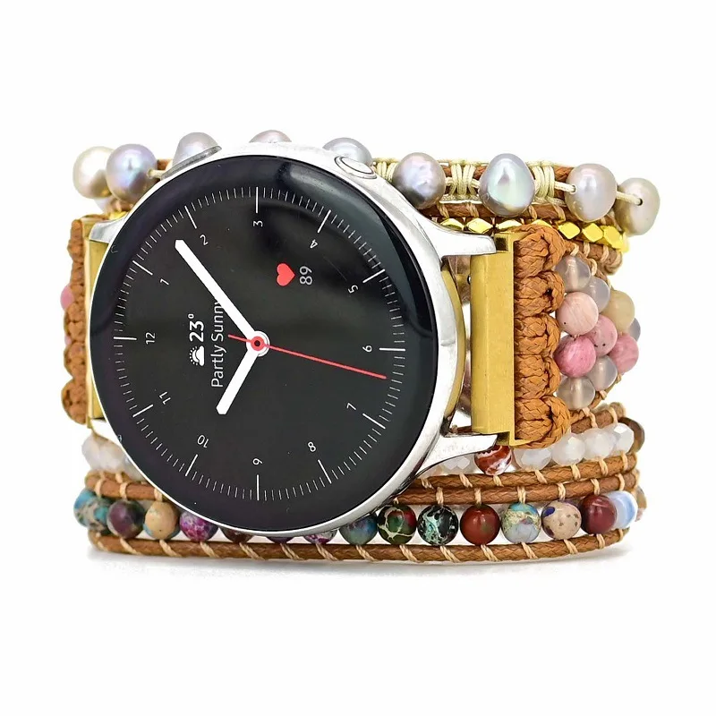 Фото Ремешок Женский Для Galaxy Watch 3 4 Amazfit Bip GTS GT/2/2Pro GT 2E GTR 3Pro, браслет из натурального камня, в богемном стиле, 20 мм 22 мм №2