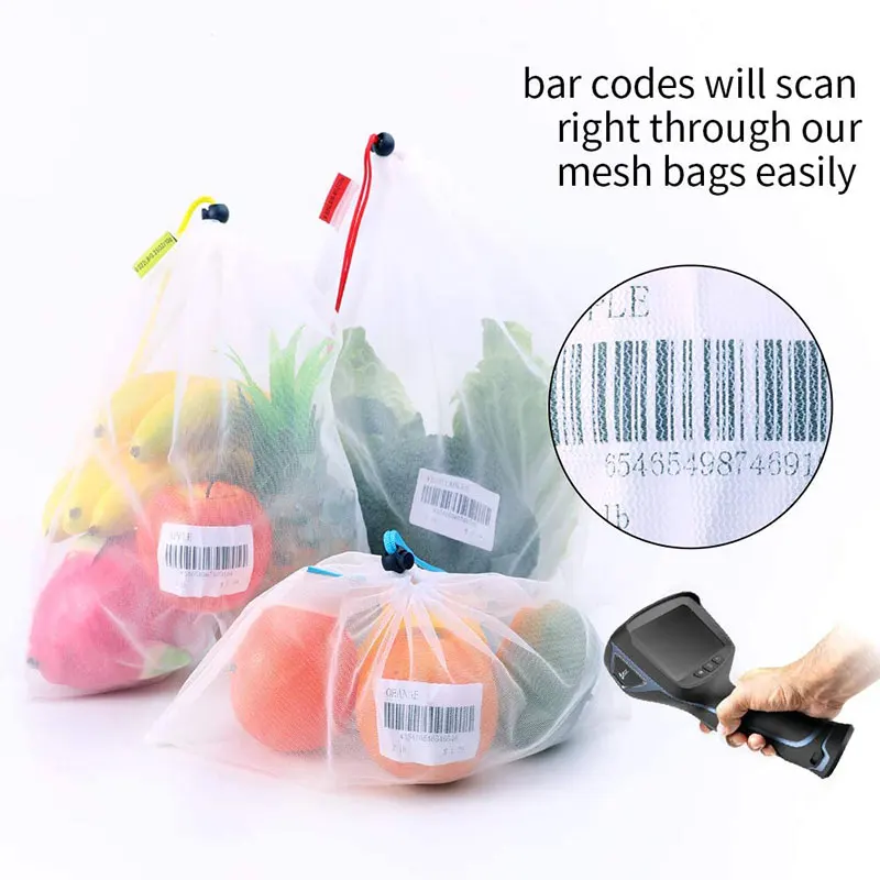 Set of 5 Eco-Friendly Reusable Mesh Produce Bags for Fruits and Vegetables