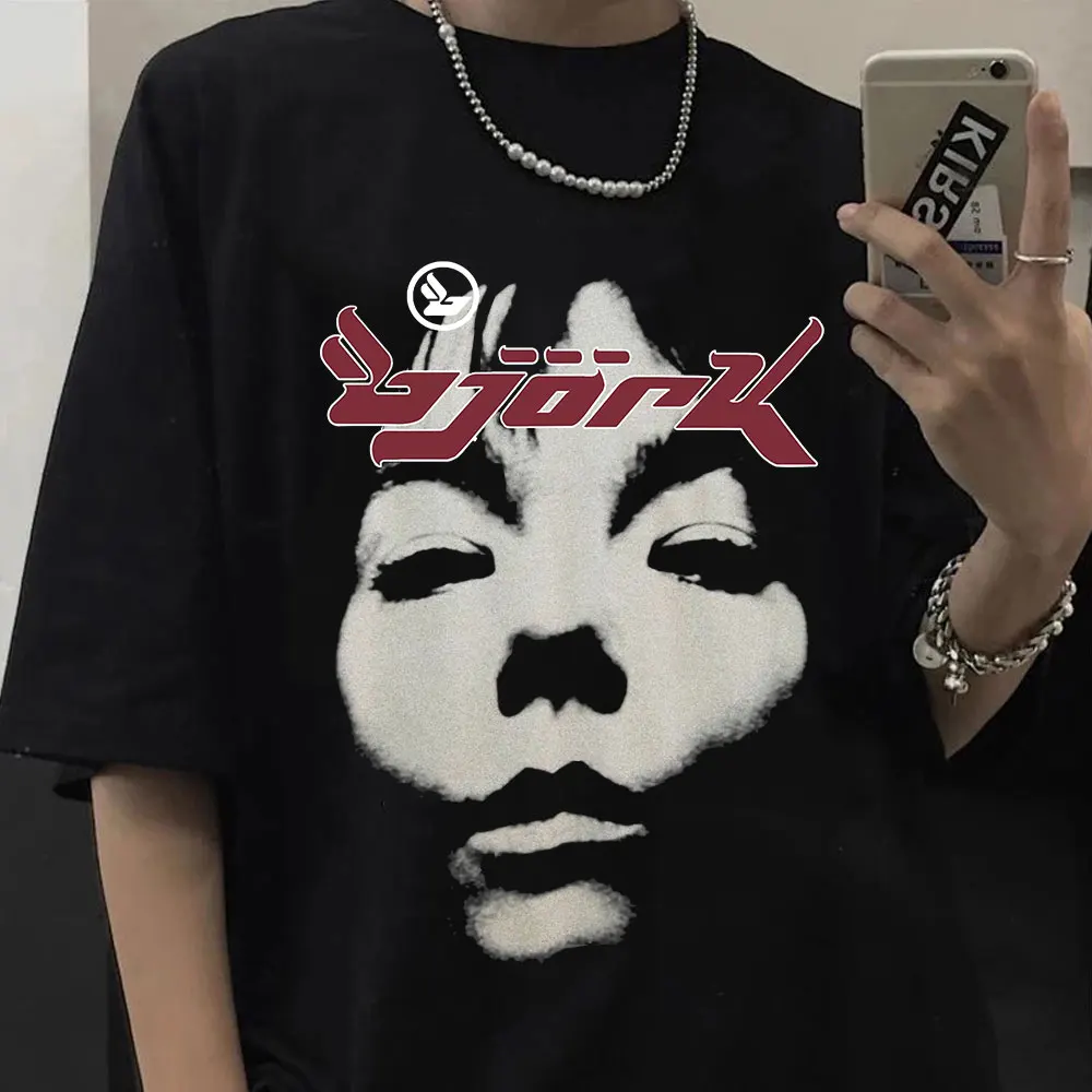 

90s Vintage Bjork Look Graphics Print T Shirt Summer Short Sleeve T-shirts Men's Women's Oversized T-shirt Cotton Top Streetwear