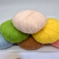 Wholesale 250g/lot 10balls DIY Thin Soft Mohair Yarn Pluah Yarn Hand Knitting Weaving Crochet Thread 60% Mohair 40% Acrylic 1