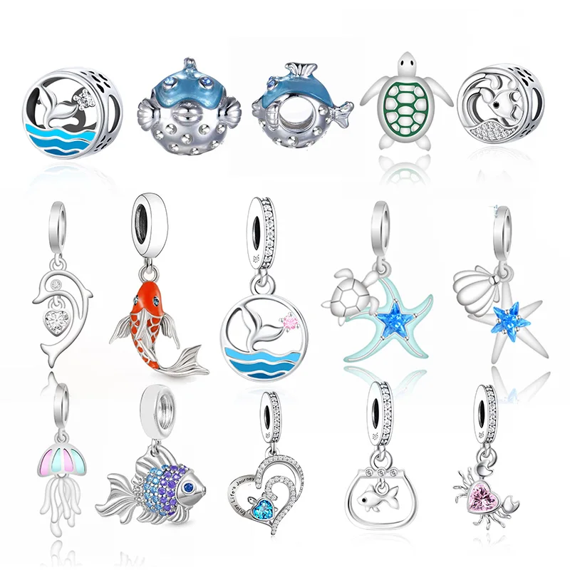 

FC Jewelry Fit Original Pan Charms Bracelet 925 Silver Good Luck Jumping Koi Carp Fish Bead For Making Women Berloque 2024 DIY