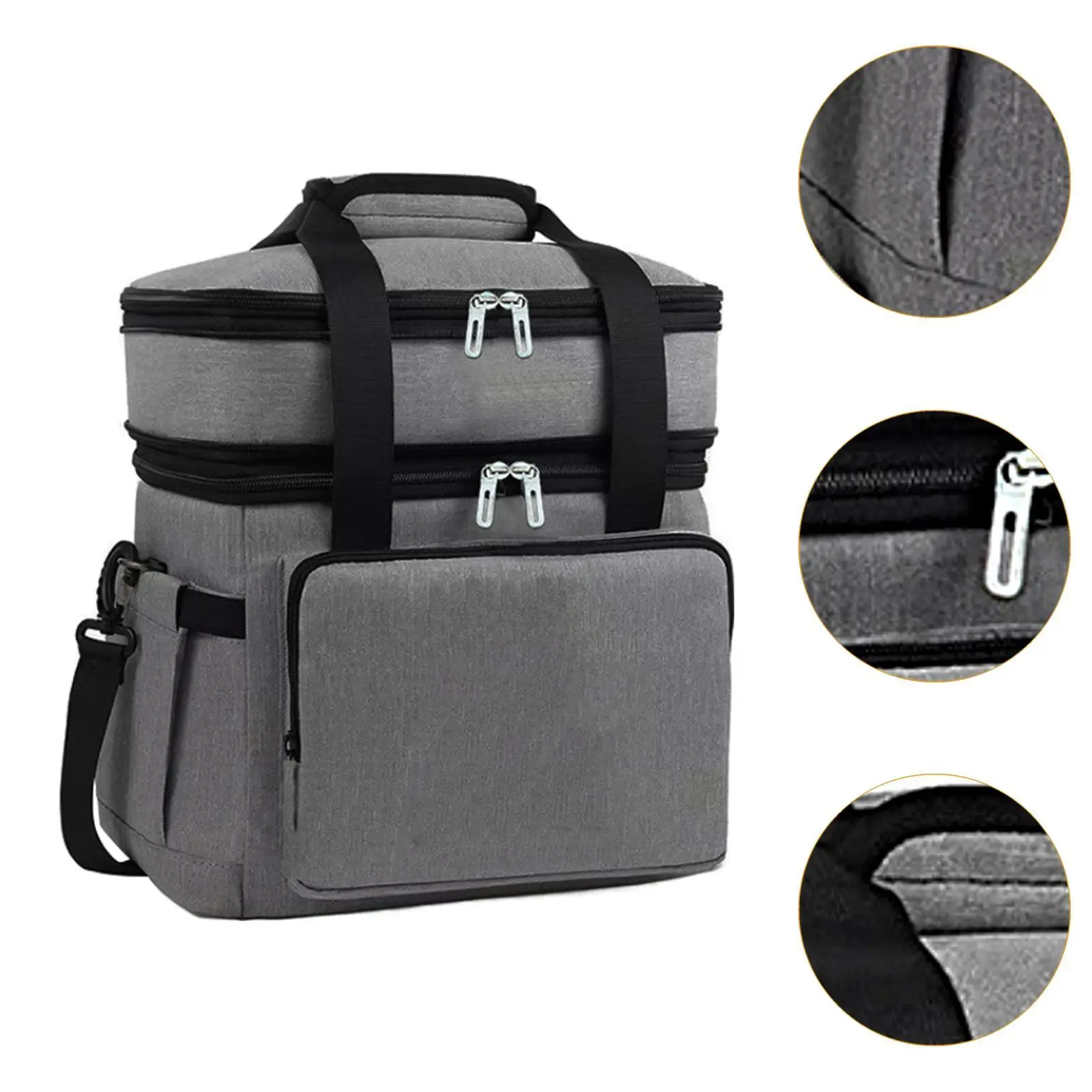 Insulated Cooler Bag 2 Tier 18L Versatile Container Expandable Hot Cold Food Thermal Bag for Travel Work Lunch Picnic Office