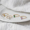 New Ladies Delicate Colorful Purple Green Yellow Cubic Zirconia Square Rings For Women Stainless Steel Braid Ring Jewelry Gift 6