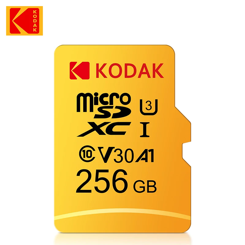 5pcs KODAK 마이크로 SD 256GB 플래시 메모리 카드 32GB 64GB U1 TF 카드 4K 클래스 10 MicroSD 카드 U3 UHS-I 카드 무료 배송