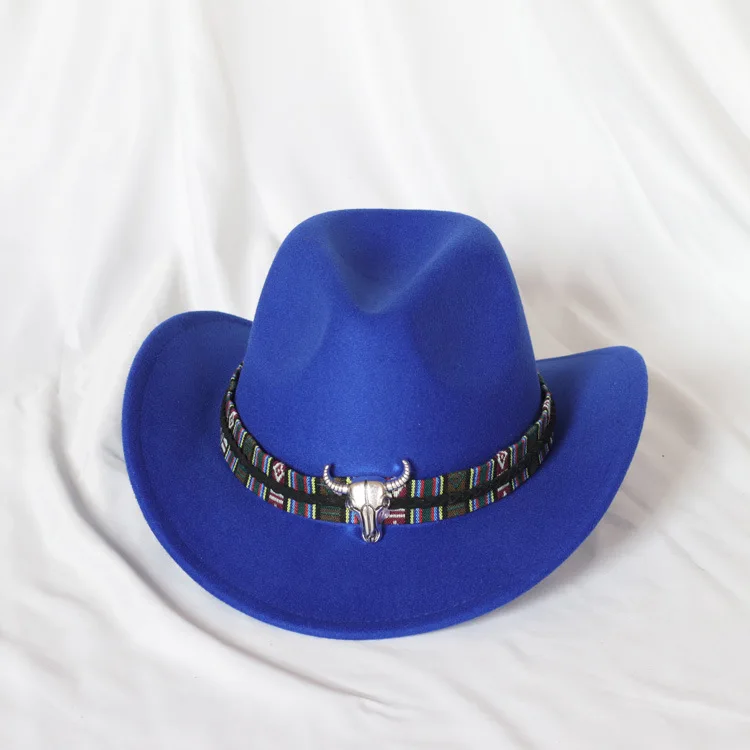 Cowboy Hat Fedora Roll Brim Hat Bull 