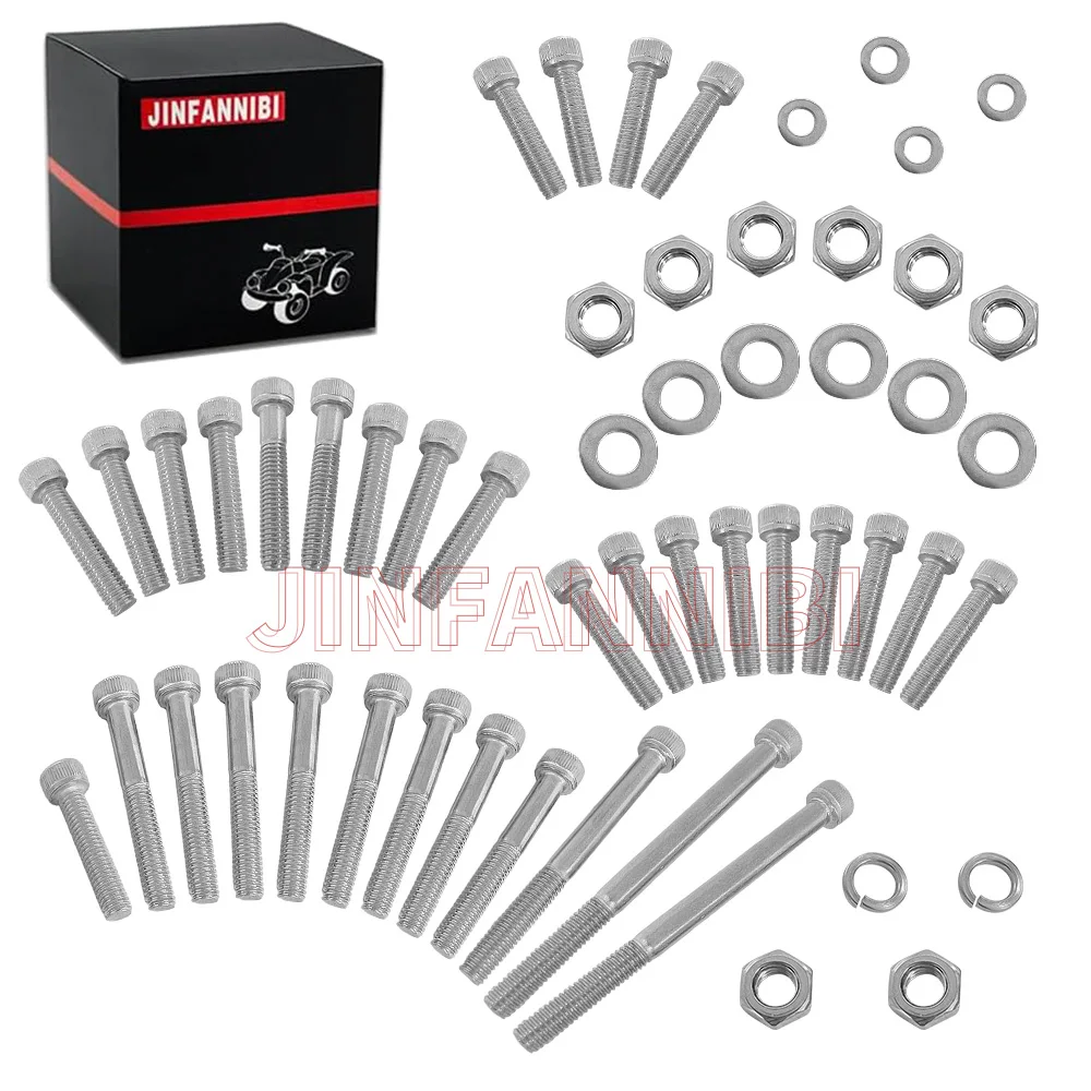 For Yamaha Blaster 200 YFS200 1988-2000 2001 2002 2003 2004 2005 2006 54pcs Stainless Steel Engine Bolts Screw Kit