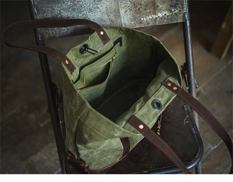 Vintage high quality canvas genuine leather men\'s tote bag work 13 inch laptop handbag designer luxury weekend shoulder bag