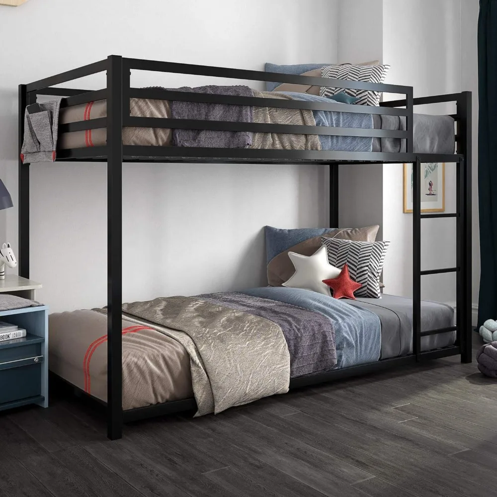 

Miles Twin Metal Bunk Bed, Kid's Bedroom, Space-Saving Design, Black