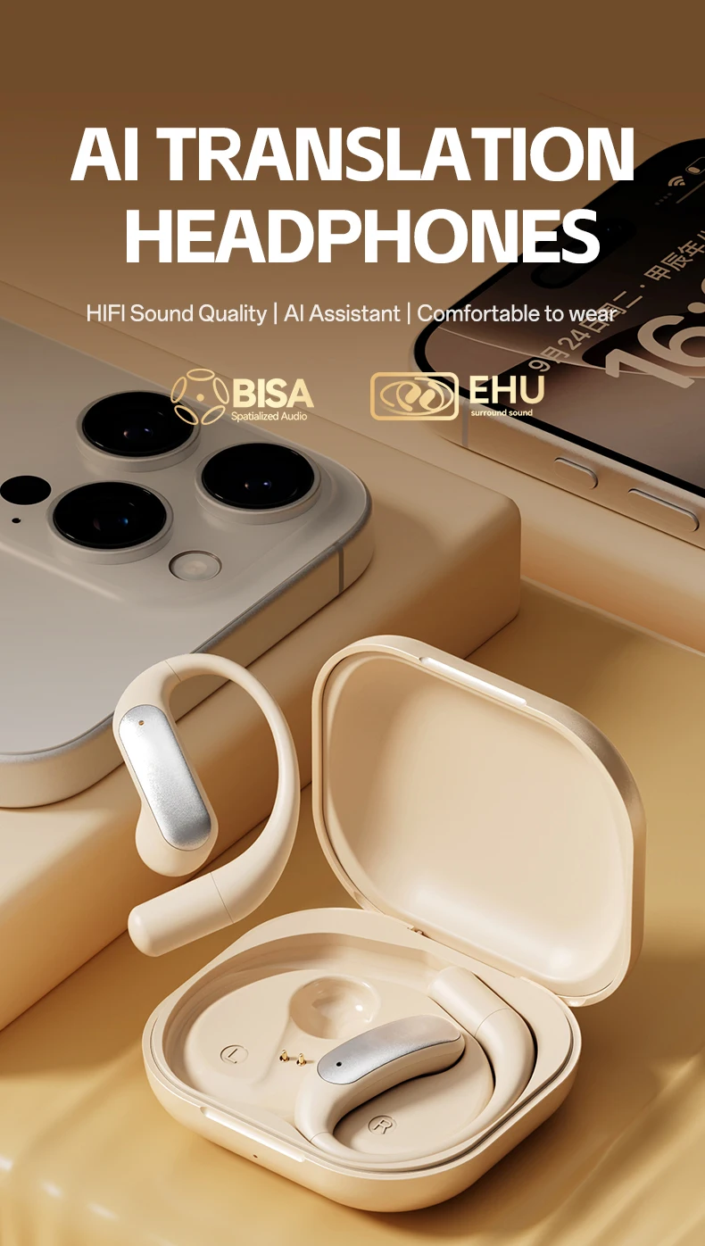 Bluetooth headphones OWS - Open-wired wireless waterproof over-ear type with ext